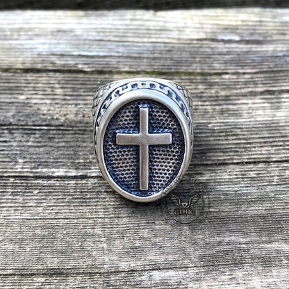 Dragon Scale Pattern Sterling Silver Cross Ring