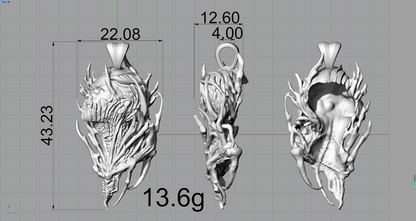 Dragon Warrior Gothic Sterling Silver Pendant