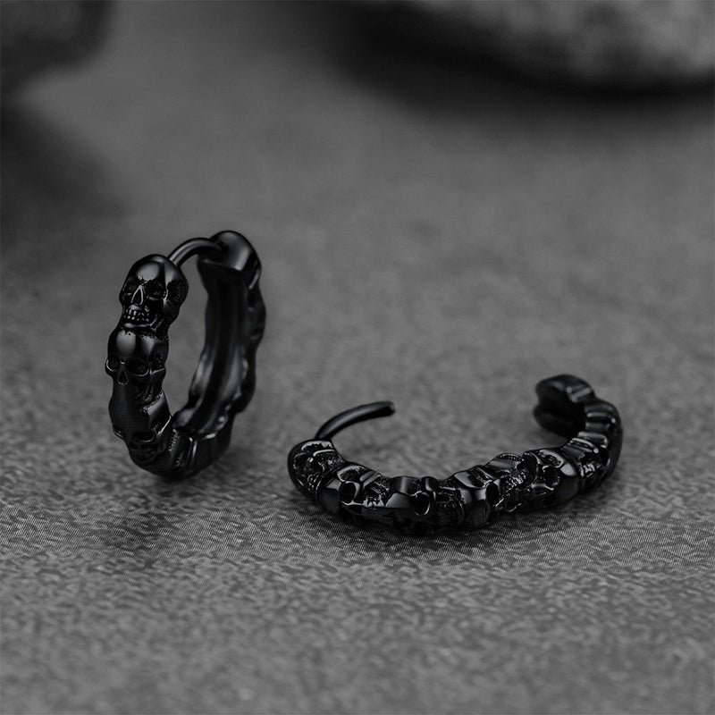 Gothic Skull Huggie Hoop Earrings for