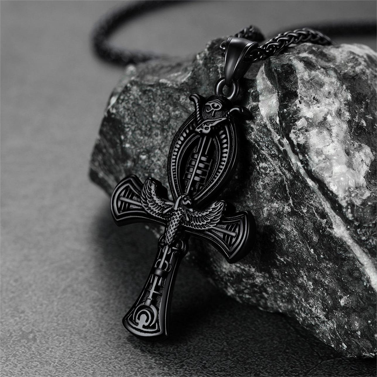 Flash Egyptian Ankh Cross Necklace With Eagle for