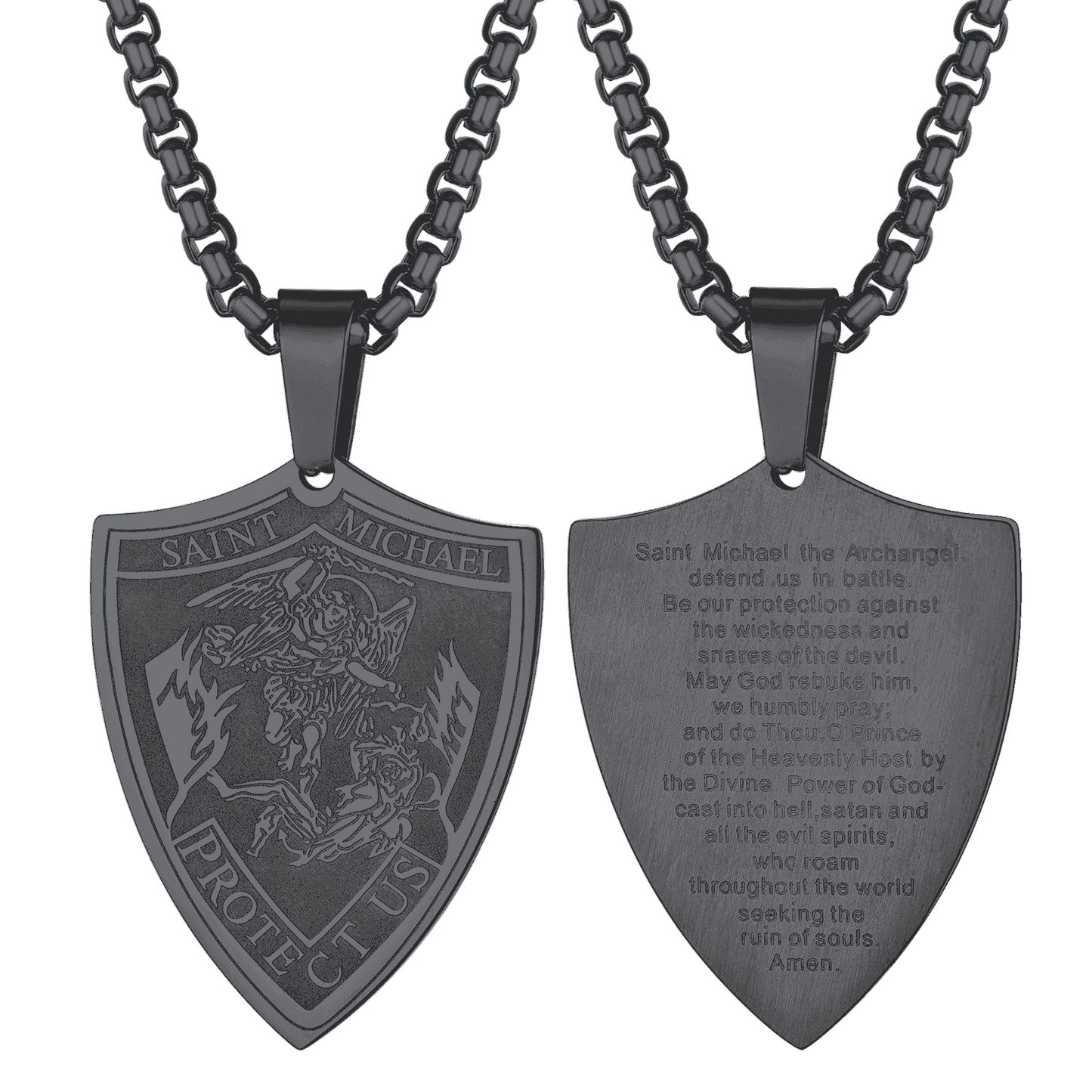 Saint Michael Necklace Shield Archangel Protection Pendant for