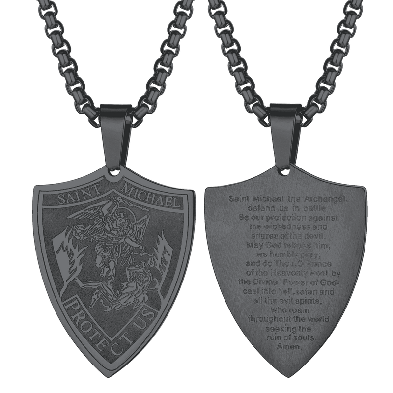 Saint Michael Necklace Shield Archangel Protection Pendant for