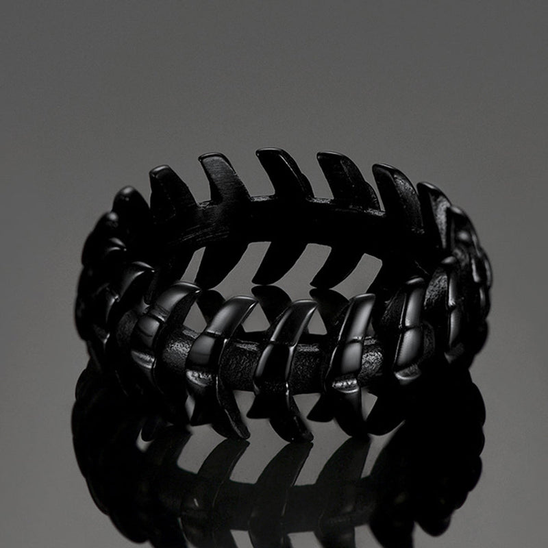 Punk Looped Bone Ring Vertebrae Band Ring for