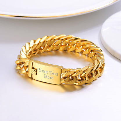 Custom Id Engraved Miami Cuban Link Chain Bracelet for