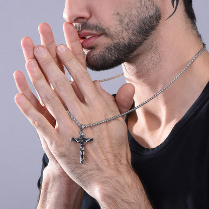 Catholic Crucifix Cross Necklace Jesus Pendant for