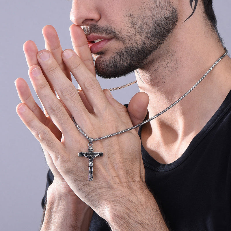 Catholic Crucifix Cross Necklace Jesus Pendant for