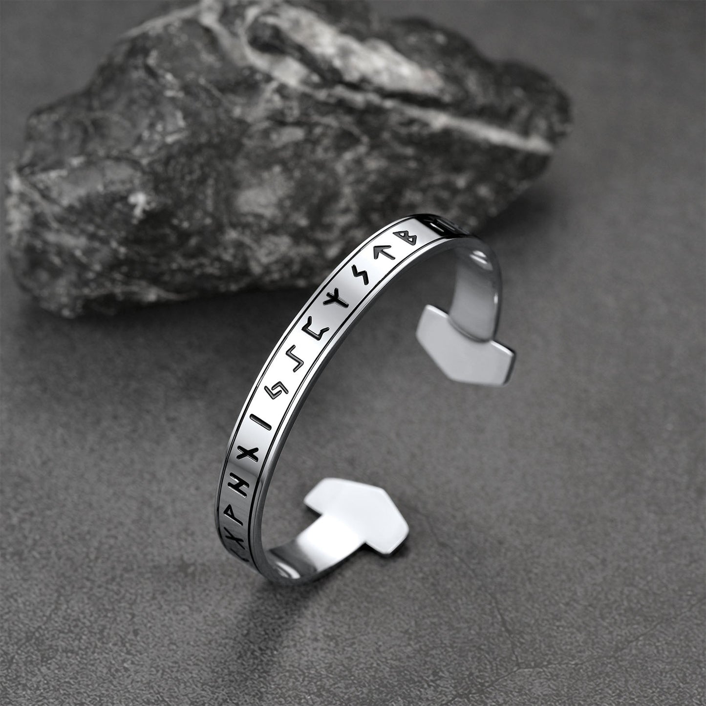 Faithheart Viking Futhark Runes Cuff Bracelet for