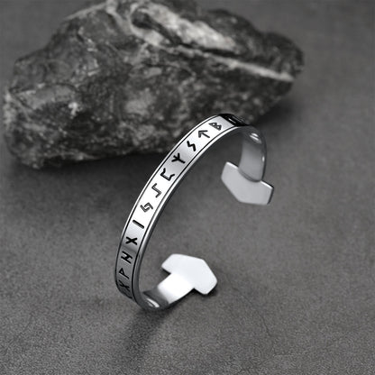 Faithheart Viking Futhark Runes Cuff Bracelet for