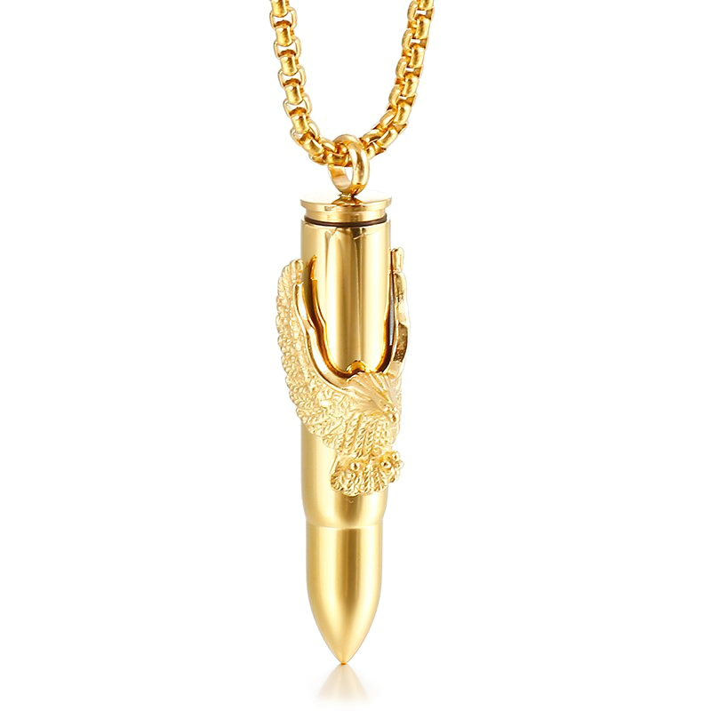 Eagle on Bullet Pendant for and / Necklace Stainless Steel Tough Man Jewelry