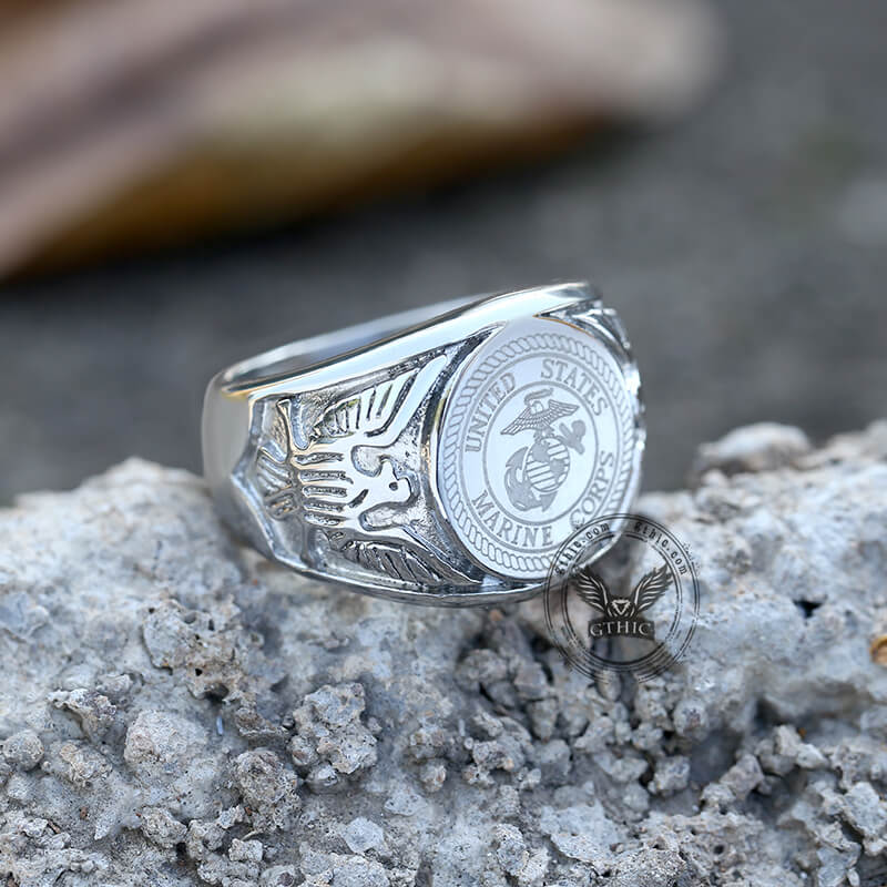 Eagle Globe Stainless Steel Marine Ring