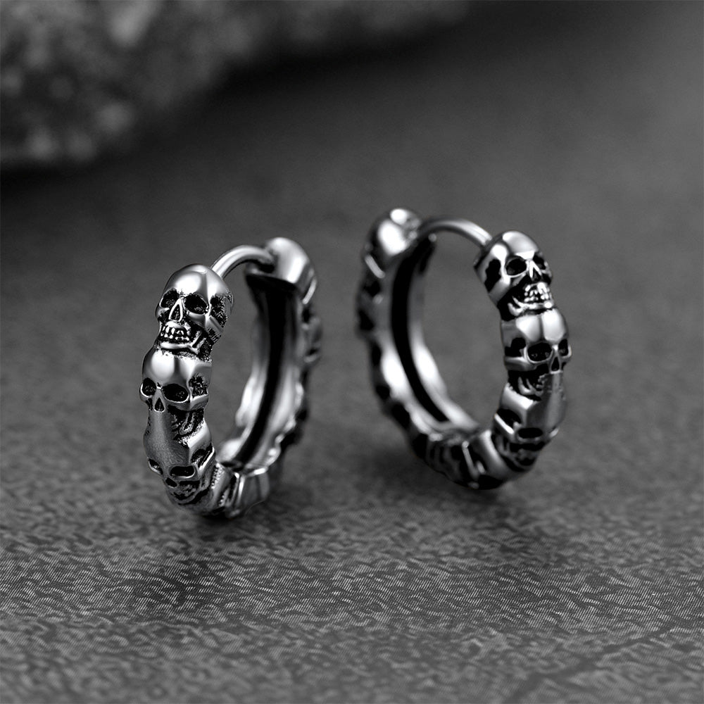 Gothic Skull Huggie Hoop Earrings for