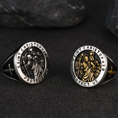Flash St. Christopher Stainless Steel Ring for