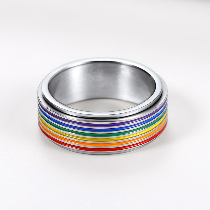Lgbt Pride Rainbow Ring Anxiety Fidget Ring Spinner