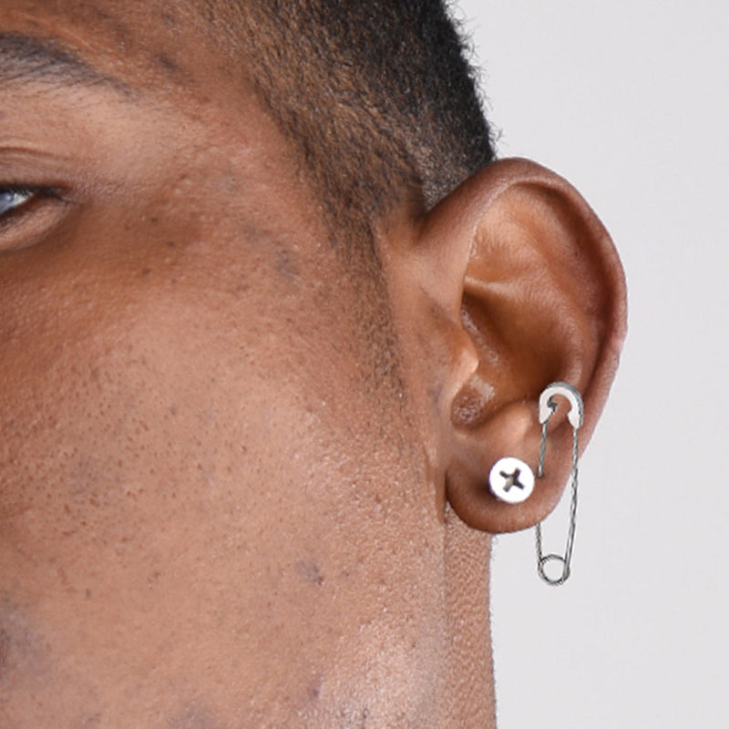 Safety Pin Piercing Earrings Set for 3 Pairs