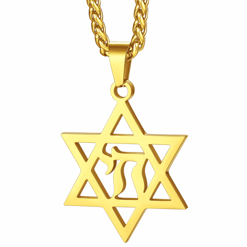 Star of David Hebrew Letter Necklace for
