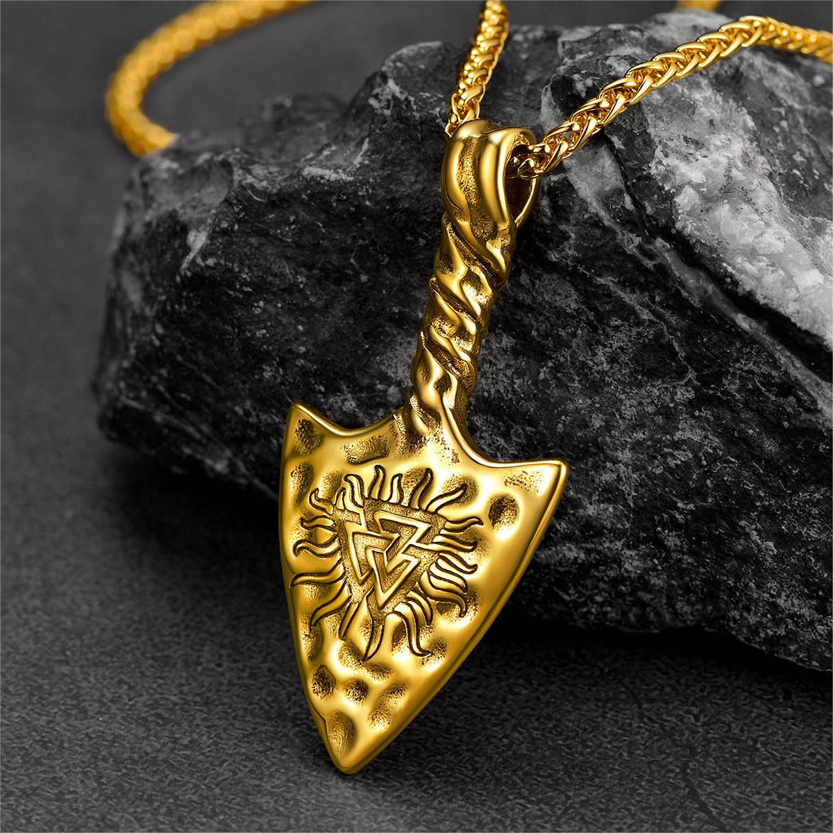 Flash Viking Gungnir Necklace With Valknut Amulet Jewelry for