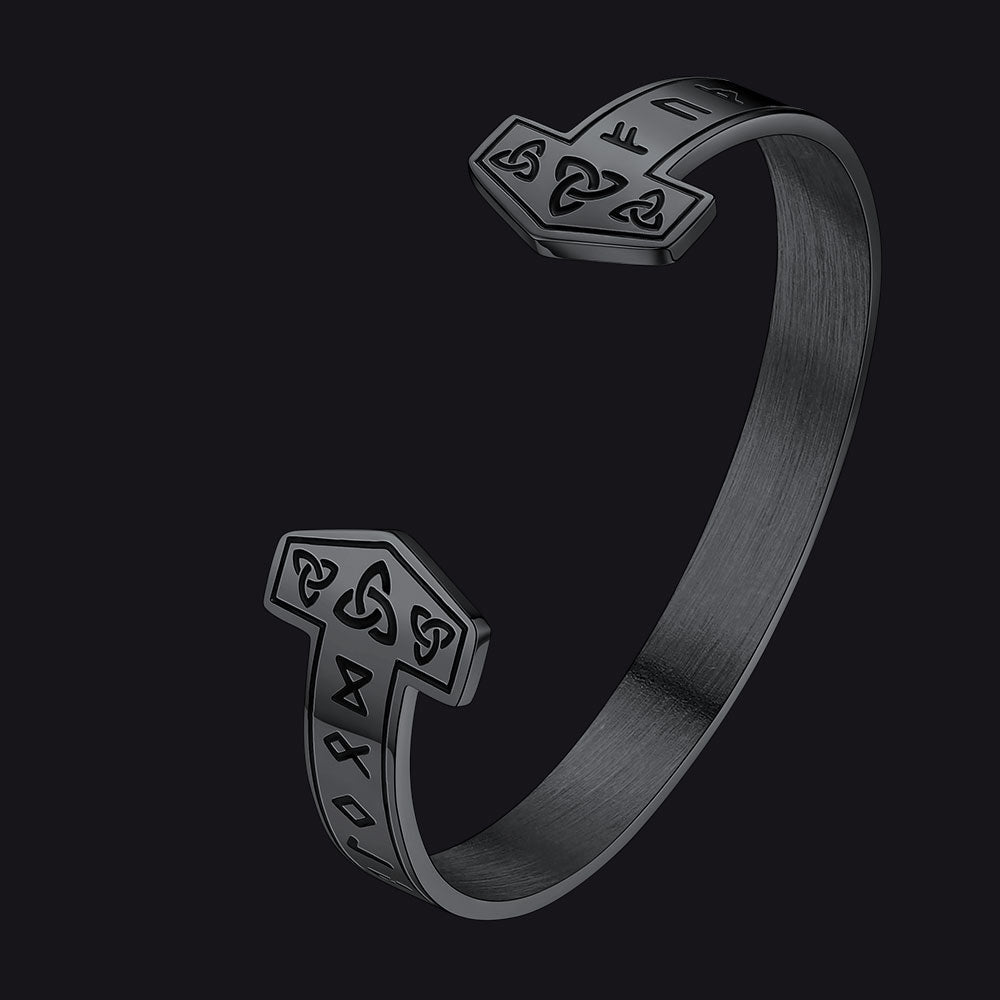 Faithheart Viking Futhark Runes Cuff Bracelet for