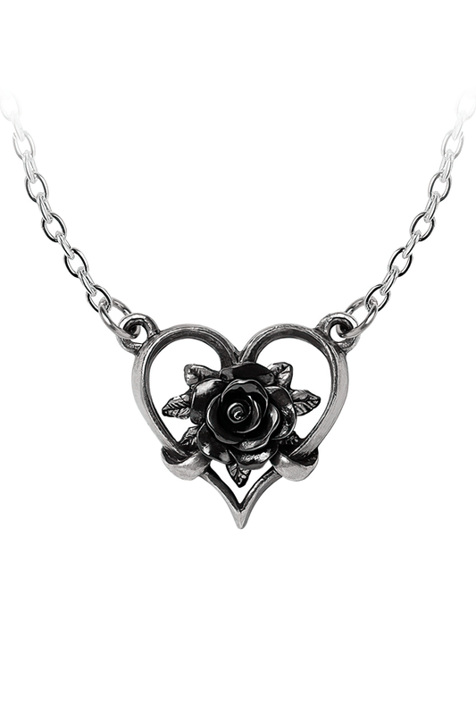 Heart of Blackness Pendant With Black Rose