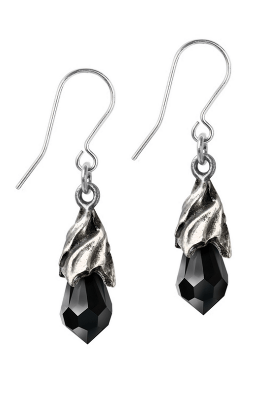 Empyrean Tear Earrings With Black Austrian Crystal Dropper