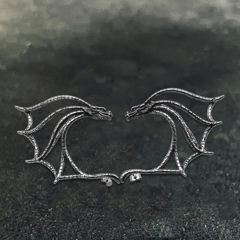 Evil Dragon Stainless Steel Ear Cuff Earrings