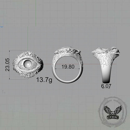 Evil Eye Skull Sterling Silver Hardcore Biker Ring
