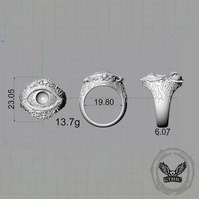 Evil Eye Skull Sterling Silver Hardcore Biker Ring