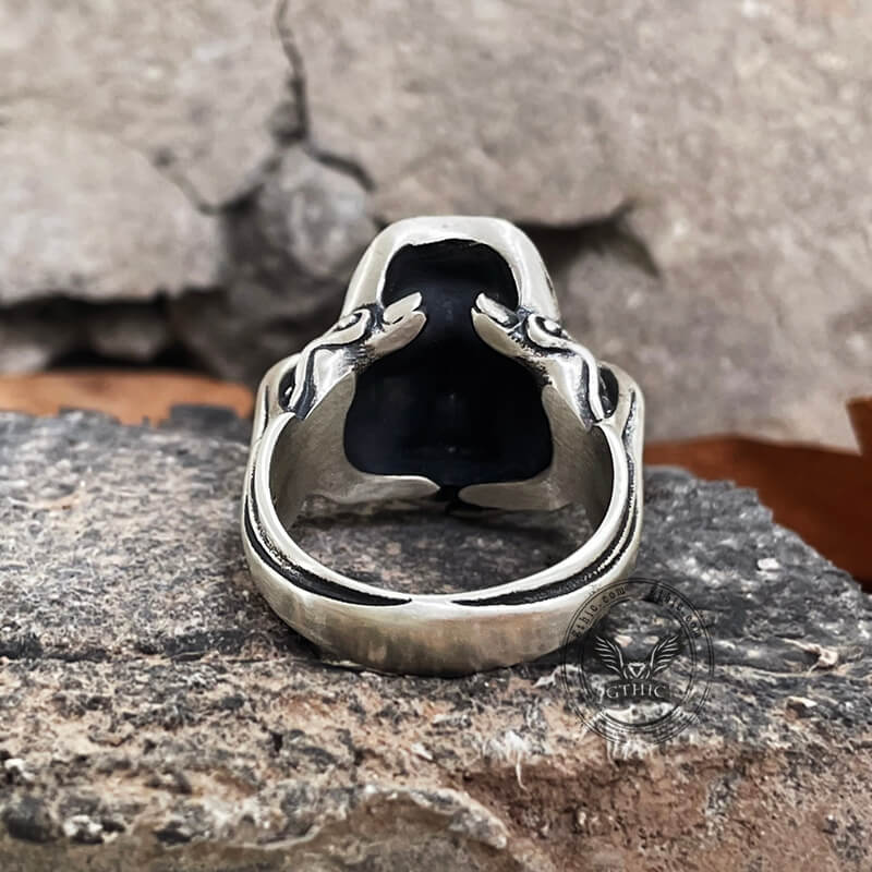 Evil Fangs Mask Sterling Silver Skull Ring