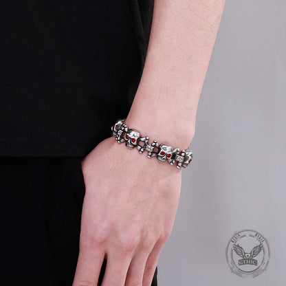 Exaggerated Red-eyed Skull Stainless Steel Jewelry Set