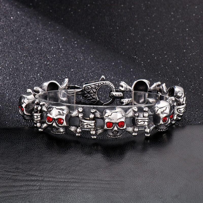 Exaggerated Red-eyed Skull Stainless Steel Jewelry Set