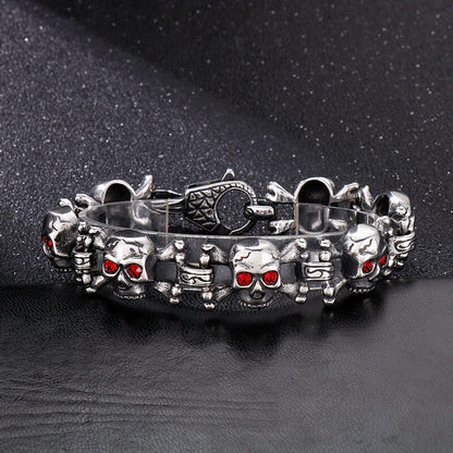 Exaggerated Red-eyed Skull Stainless Steel Jewelry Set