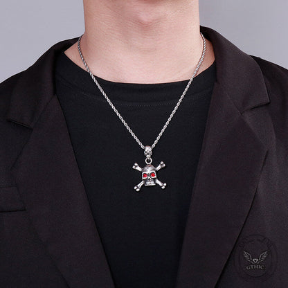 Exaggerated Red-eyed Skull Stainless Steel Jewelry Set