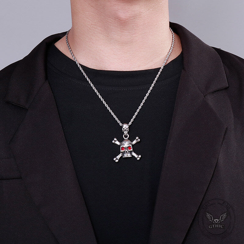 Exaggerated Red-eyed Skull Stainless Steel Jewelry Set