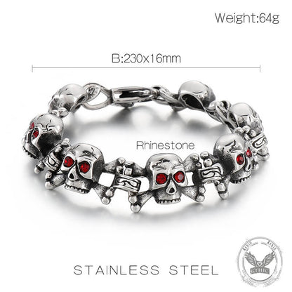 Exaggerated Red-eyed Skull Stainless Steel Jewelry Set