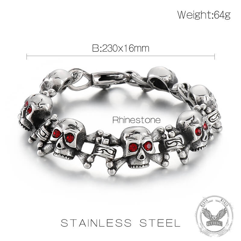 Exaggerated Red-eyed Skull Stainless Steel Jewelry Set