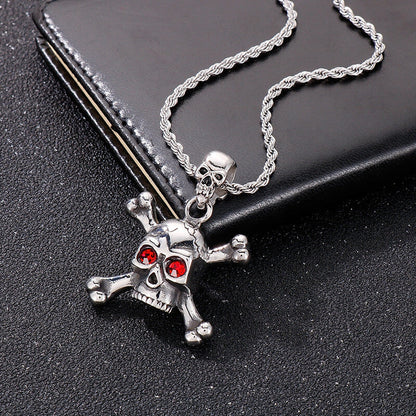 Exaggerated Red-eyed Skull Stainless Steel Jewelry Set