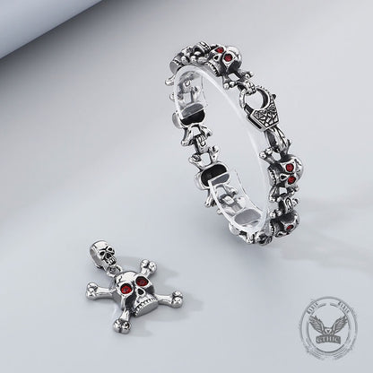 Exaggerated Red-eyed Skull Stainless Steel Jewelry Set