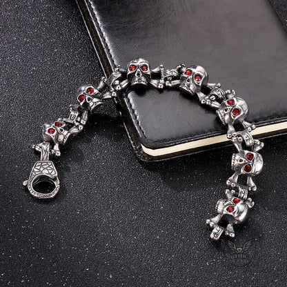 Exaggerated Red-eyed Skull Stainless Steel Jewelry Set