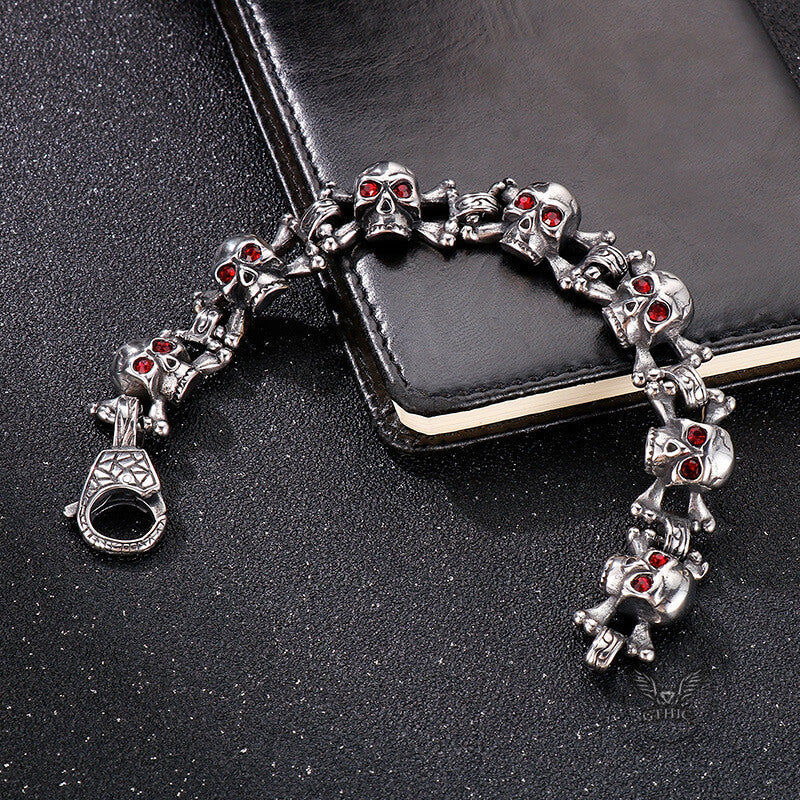 Exaggerated Red-eyed Skull Stainless Steel Jewelry Set