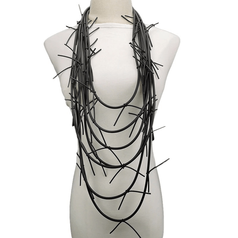 Exquisite Long Black Necklace for / Gothic Punk Silicone Female Accessories