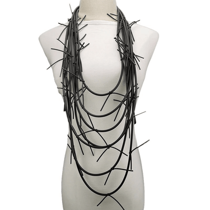Exquisite Long Black Necklace for / Gothic Punk Silicone Female Accessories