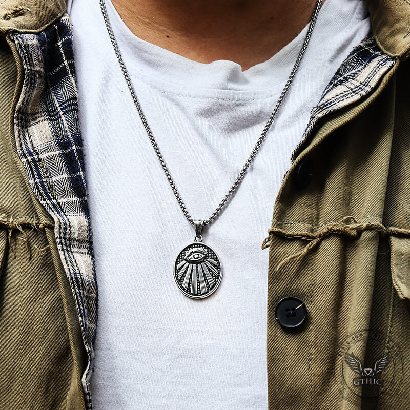 Ag Eye of Providence Stainless Steel Masonic Pendant