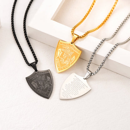 Saint Michael Necklace Shield Archangel Protection Pendant for
