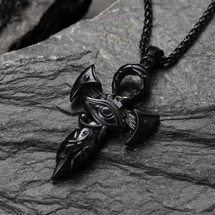 Egyptian Ankh Cross Necklace With Eye of Horus for