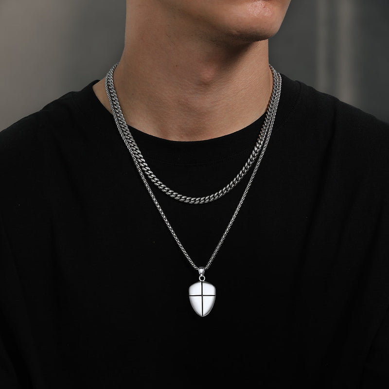 Christian Cross Joshua 1:9 Shield Necklace for