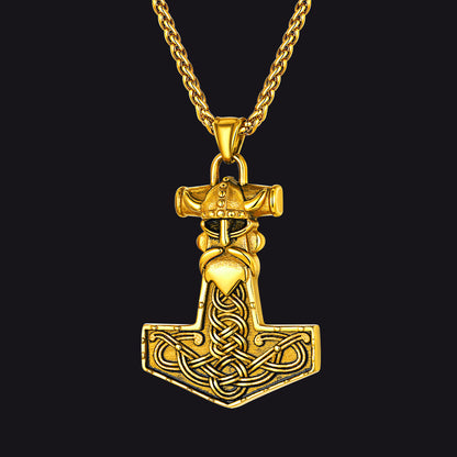 Viking Mjolnir Thor Hammer Necklace Odin Pendant for
