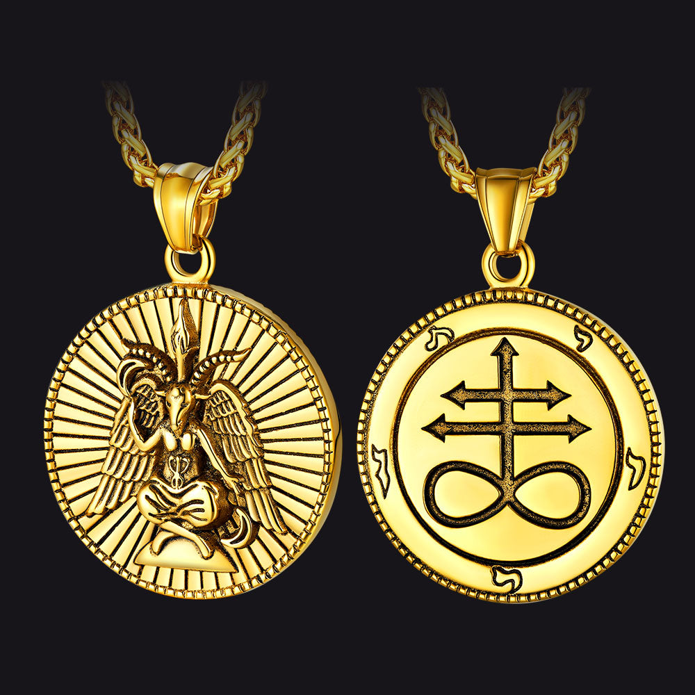 Baphomet Satanic Goat Leviathan Cross Necklace for