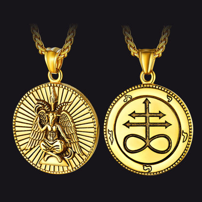Baphomet Satanic Goat Leviathan Cross Necklace for