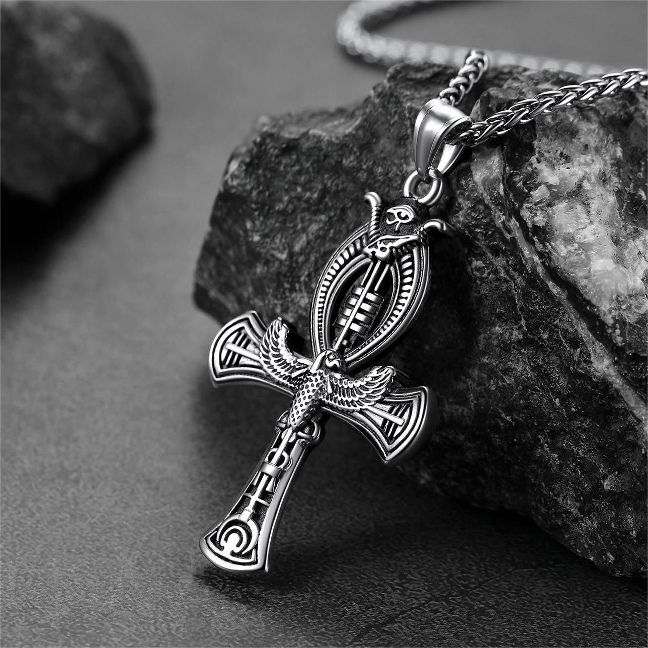 Flash Egyptian Ankh Cross Necklace With Eagle for