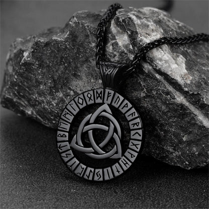 Celtic Knot Necklace With Viking Runes for