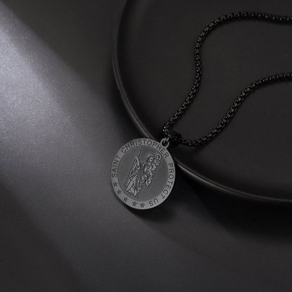 Round St. Christopher Medallion Necklace for